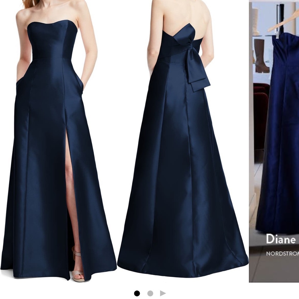 Alfred Sung Strapless Satin A-line Gown